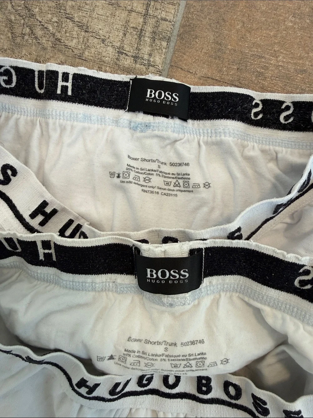 Hugo Boss White Boxer Shorts / Trunk Black Branded Waistband Set of 4 Size Small